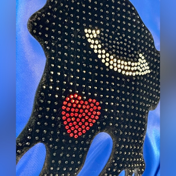 Roku Studio Rhinestones Tear Drop Varsity Jacket Coat Shiny Royal Blue Unisex - Picture 3 of 9